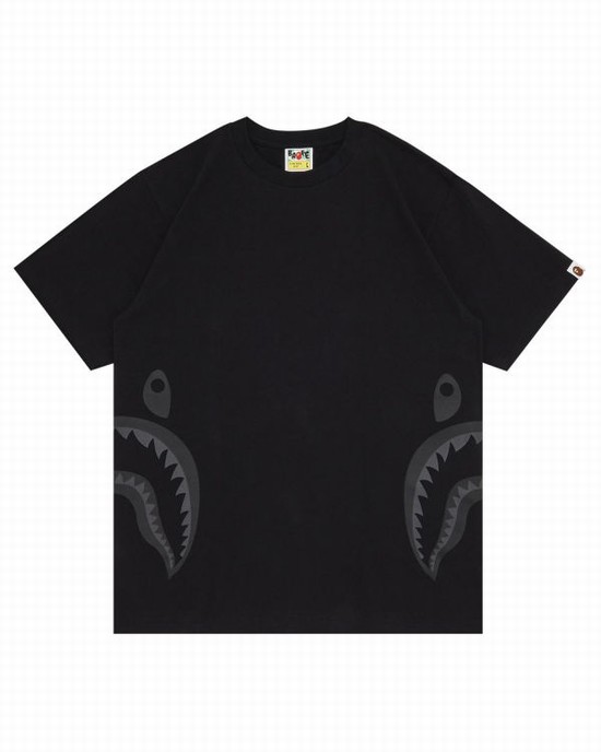 T Shirts Bape Side Shark Homme Noir | PHFCB2198