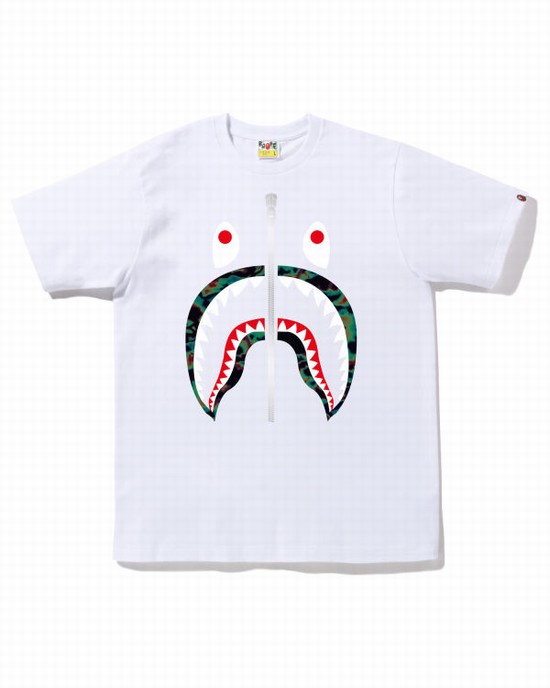 T Shirts Bape Thermography Shark Homme Blanche | YWNBL0987