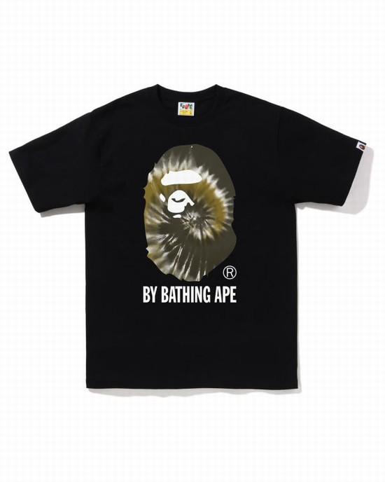 T Shirts Bape Tie-Dye By Bathing Ape Homme Noir | OMCVD5192
