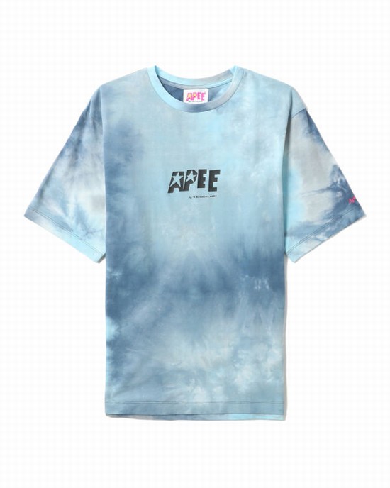 T Shirts Bape Tie-dye graphic slit Femme Bleu | YUWLF1865
