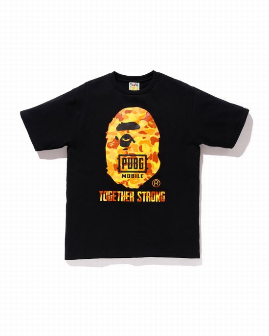 T Shirts Bape X PUBG MOBILE Ape Head Homme Noir | UTWHF7862