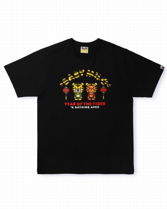 T Shirts Bape Year Of The Tiger Milo Homme Noir | HBWVF9457