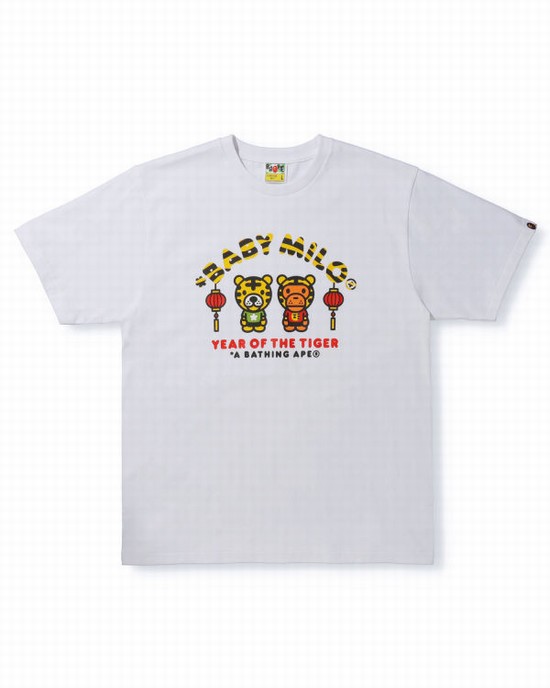 T Shirts Bape Year Of The Tiger Milo Homme Blanche | MVFLG5420