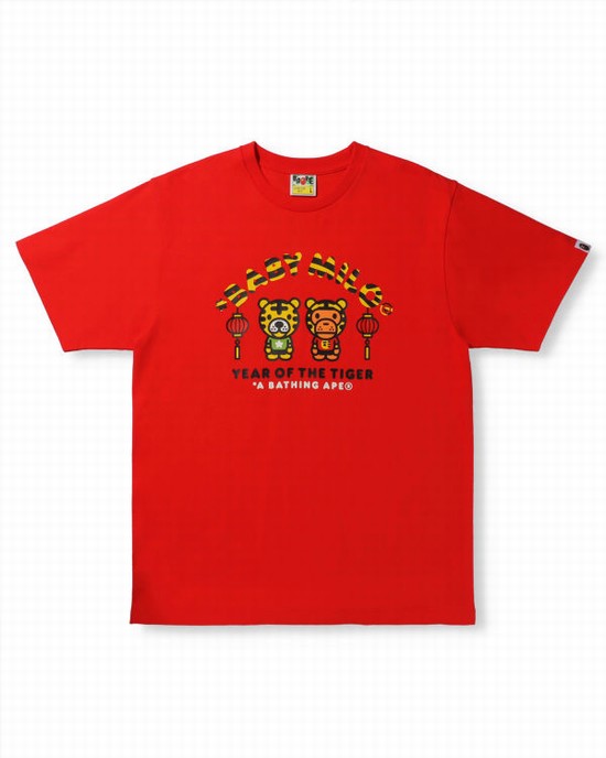 T Shirts Bape Year Of The Tiger Milo Homme Rouge Clair | SDENA4763