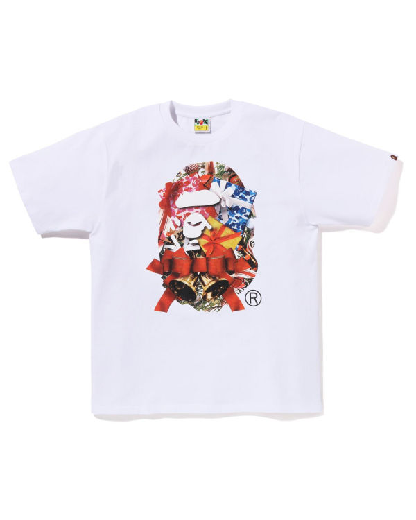 T Shirts Bape Christmas Ape Head Homme Blanche | ZLGKQ1549