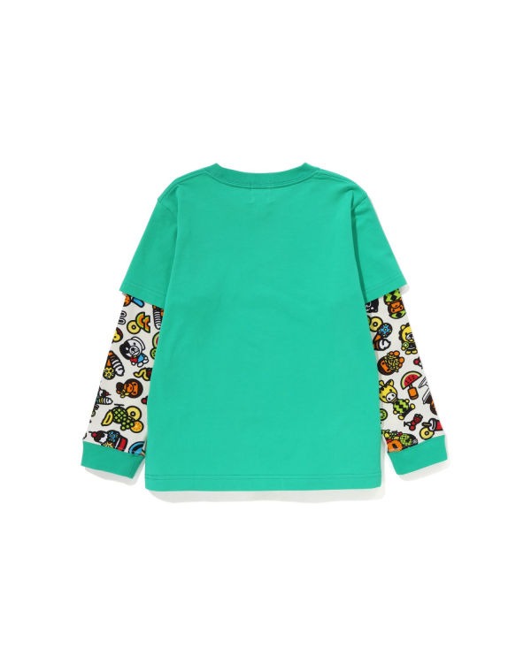 T Shirts Bape Milo mixed fruit layered sleeves Enfant Vert Clair | RUFWY3219