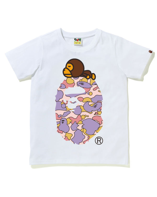 T Shirts Bape STA Camo Milo On Big Ape Femme Blanche | RHFDA3982