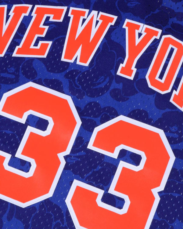 T Shirts Bape X M&N New York Knicks Homme Bleu | RWFES5234